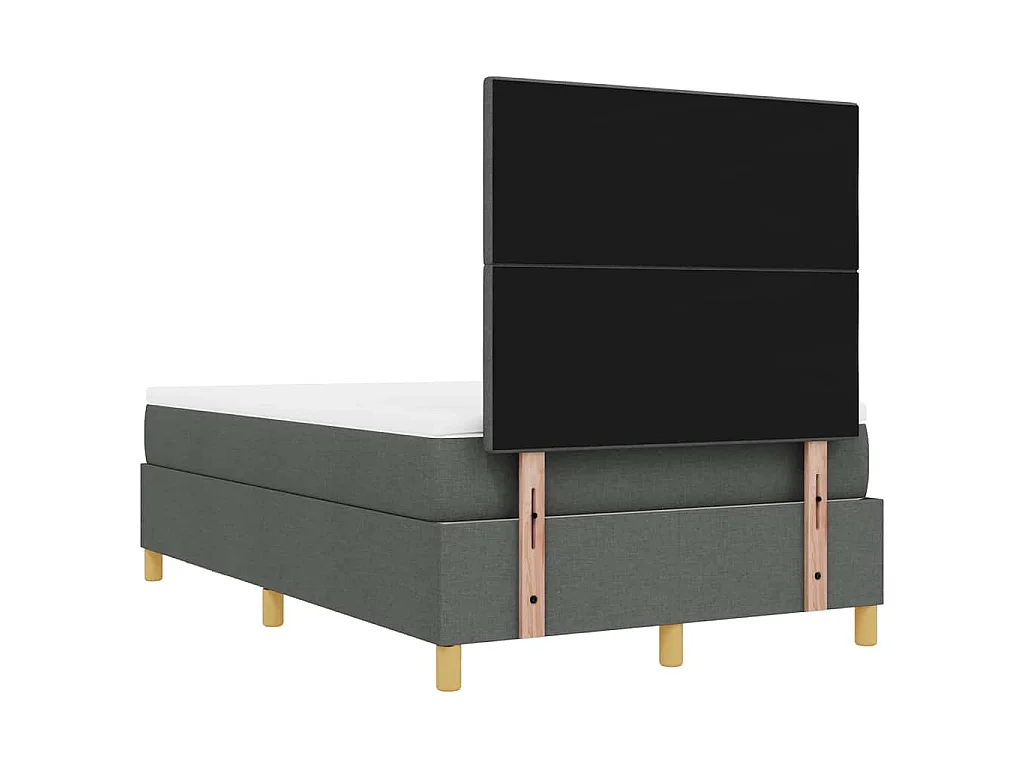 Letto a molle con testiera Grigio scuro 200 x 120 cm Tessuto