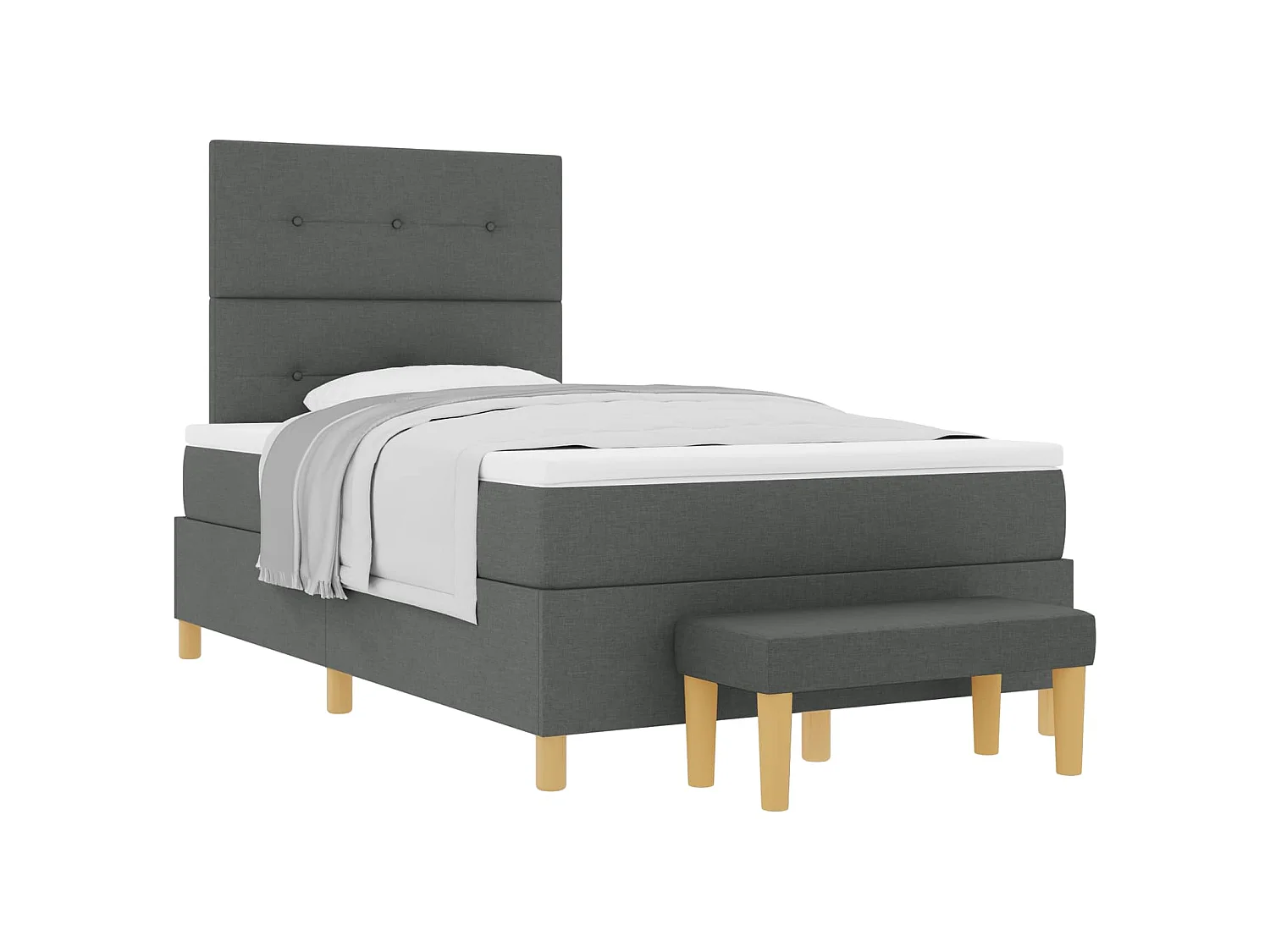 Letto a molle con testiera Grigio scuro 200 x 120 cm Tessuto