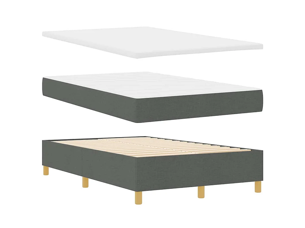 Letto a molle con testiera Grigio scuro 200 x 120 cm Tessuto