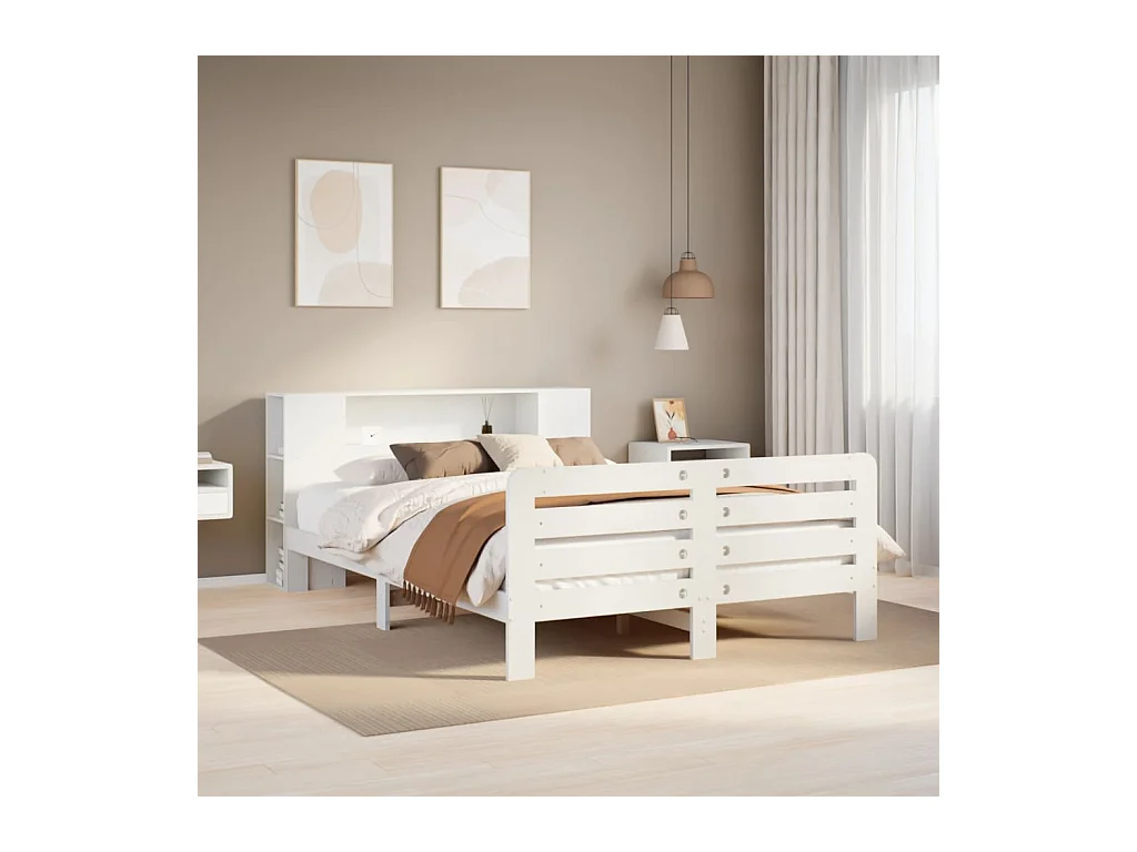 Cadre de lit sans matelas blanc 120x200 cm bois de pin massif