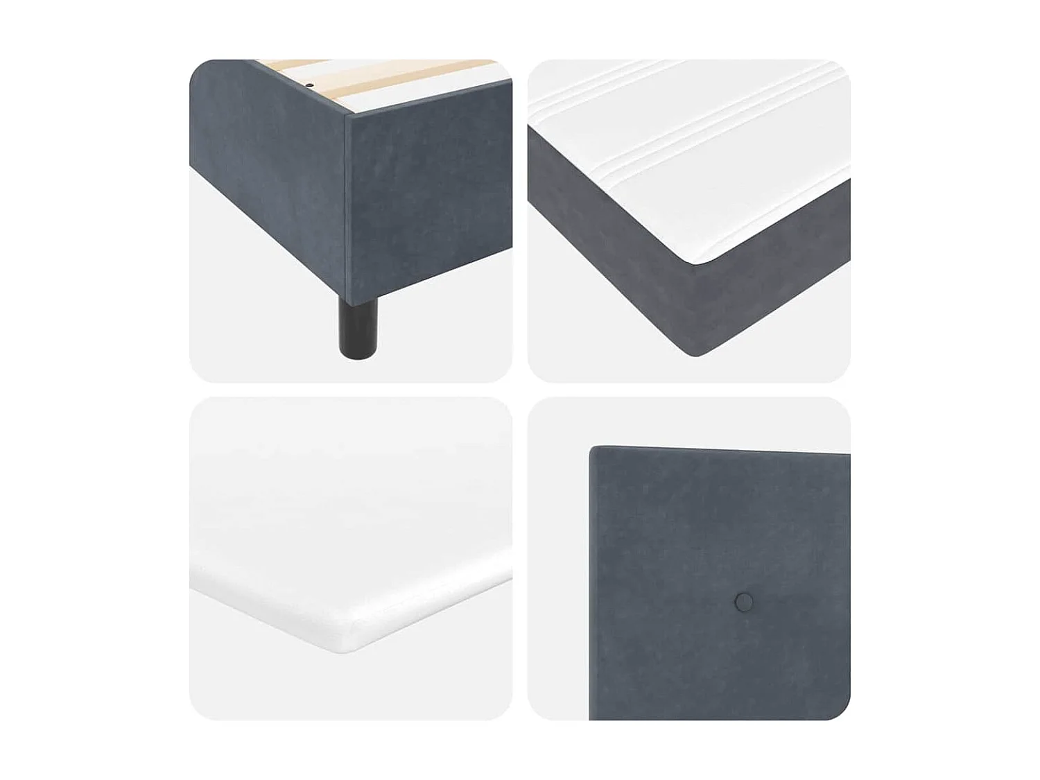 Cama Box com colchão Cinza Escuro 120 x 190 cm tecido