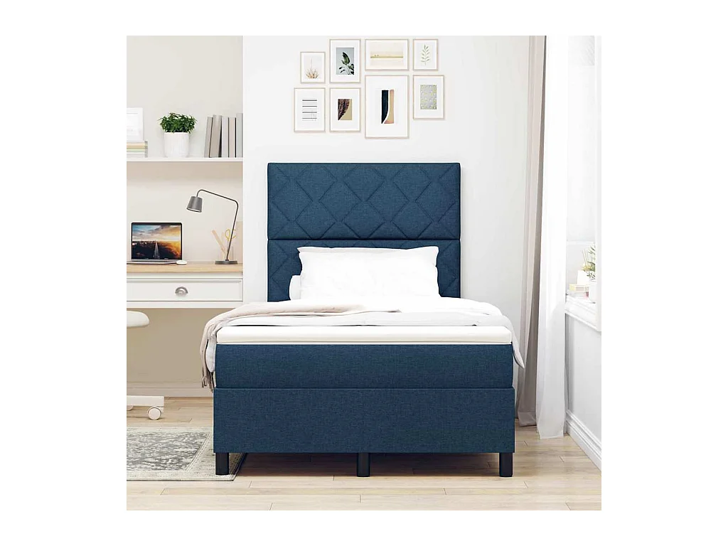 Boxspringbett mit Matratze mit Kopfteil Blau 120 x 200 cm Stoff