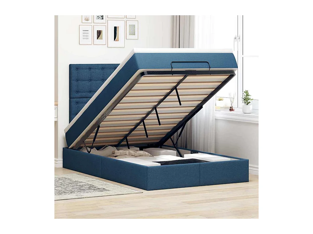 Ottoman bed met matras 120x200cm stof blauw