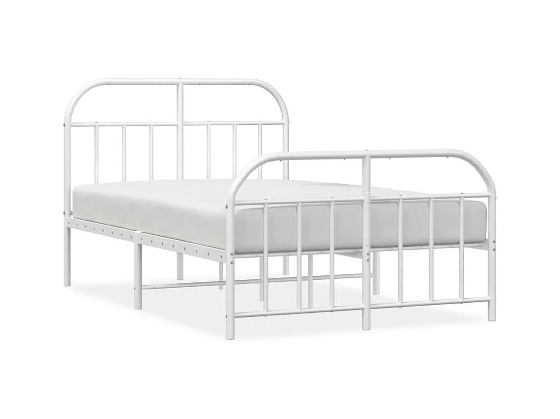 Bedframe met hoofd- en voeteneinde metaal wit 120x200 cm