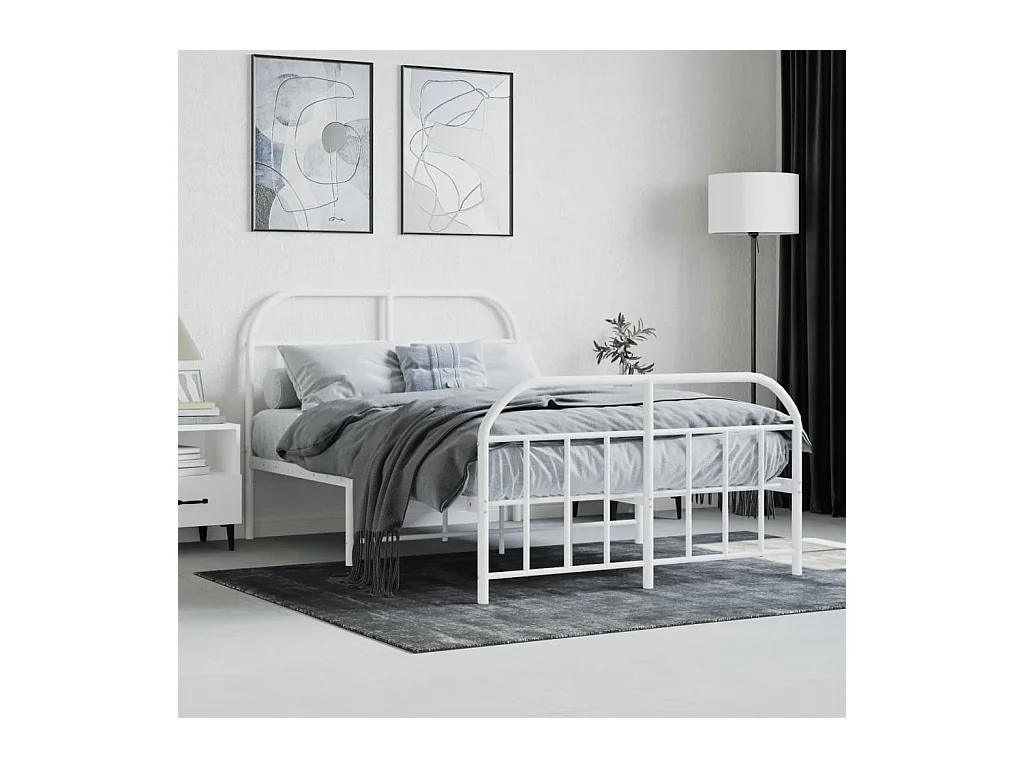 Bedframe met hoofd- en voeteneinde metaal wit 120x200 cm