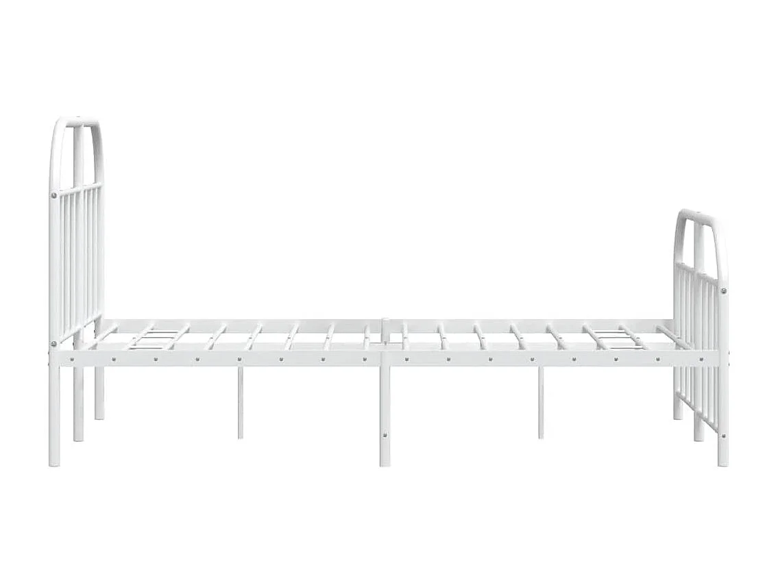 Cadre de lit métal sans matelas et pied de lit blanc 120x200 cm