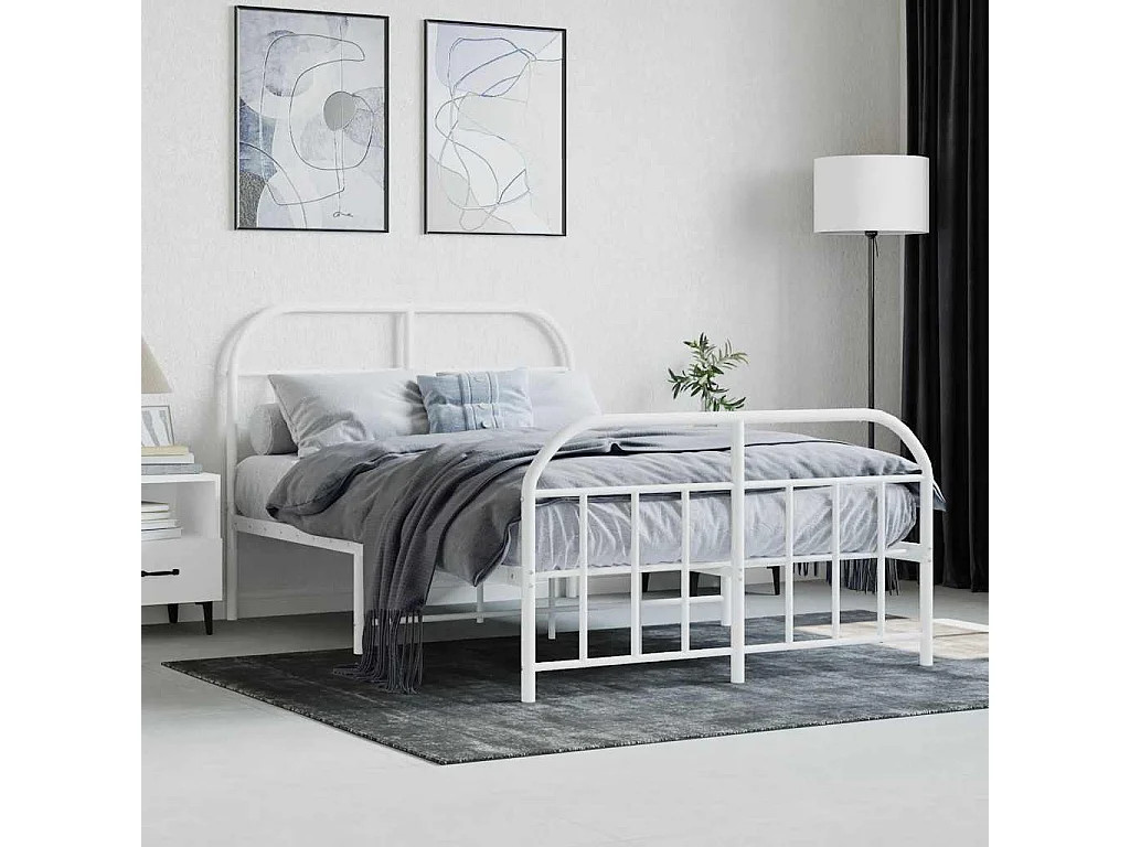 Bedframe met hoofd- en voeteneinde metaal wit 120x200 cm