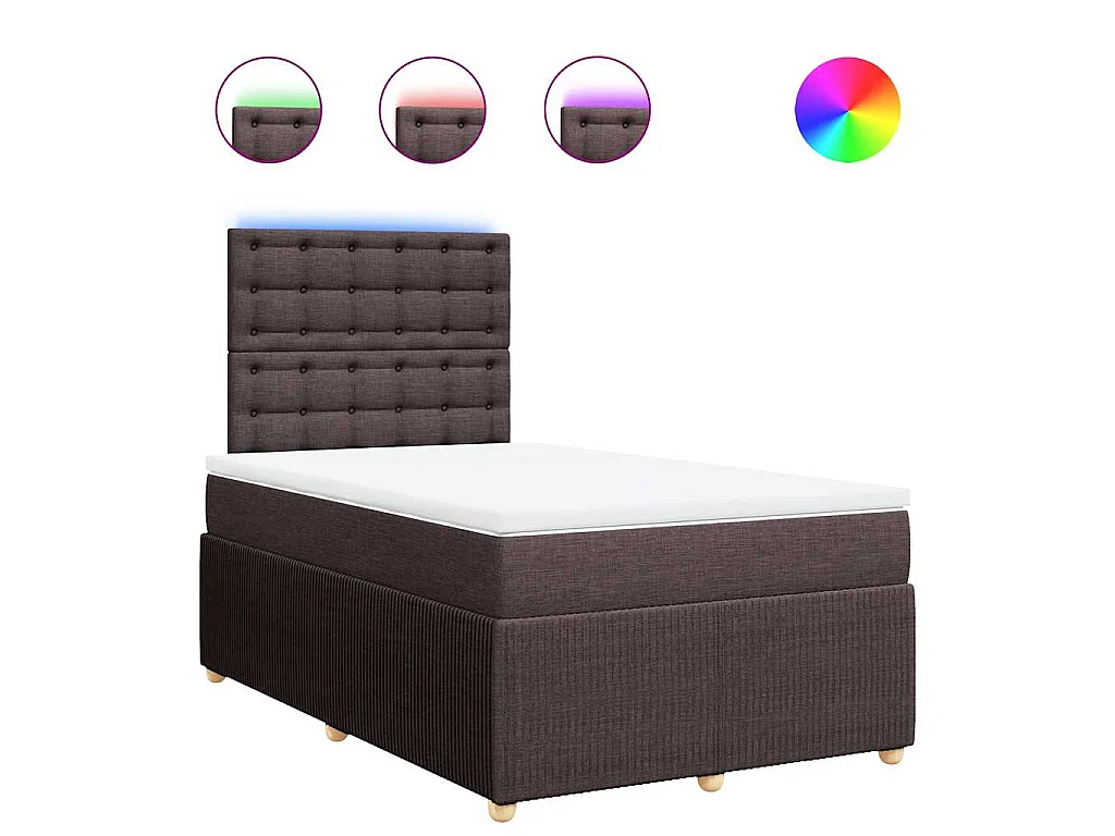 Cama box spring con colchón tela marrón oscuro 120x190 cm