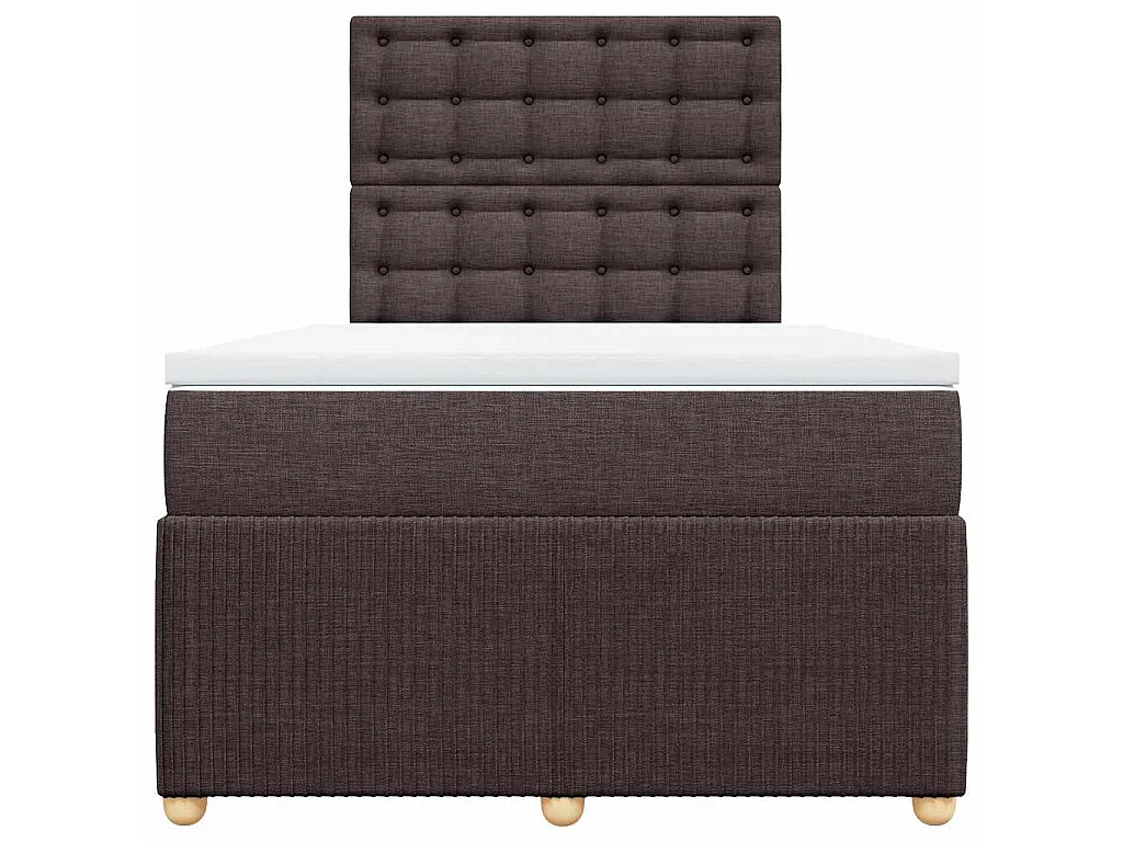 Cama box spring con colchón tela marrón oscuro 120x190 cm