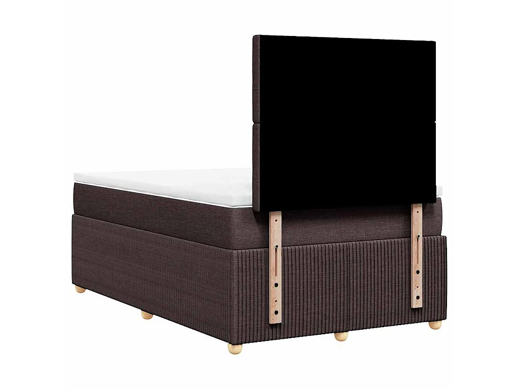 Cama box spring con colchón tela marrón oscuro 120x190 cm