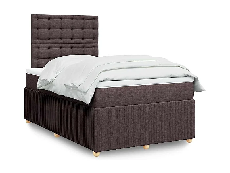 Cama boxspring com colchão 120x190 cm tecido castanho-escuro