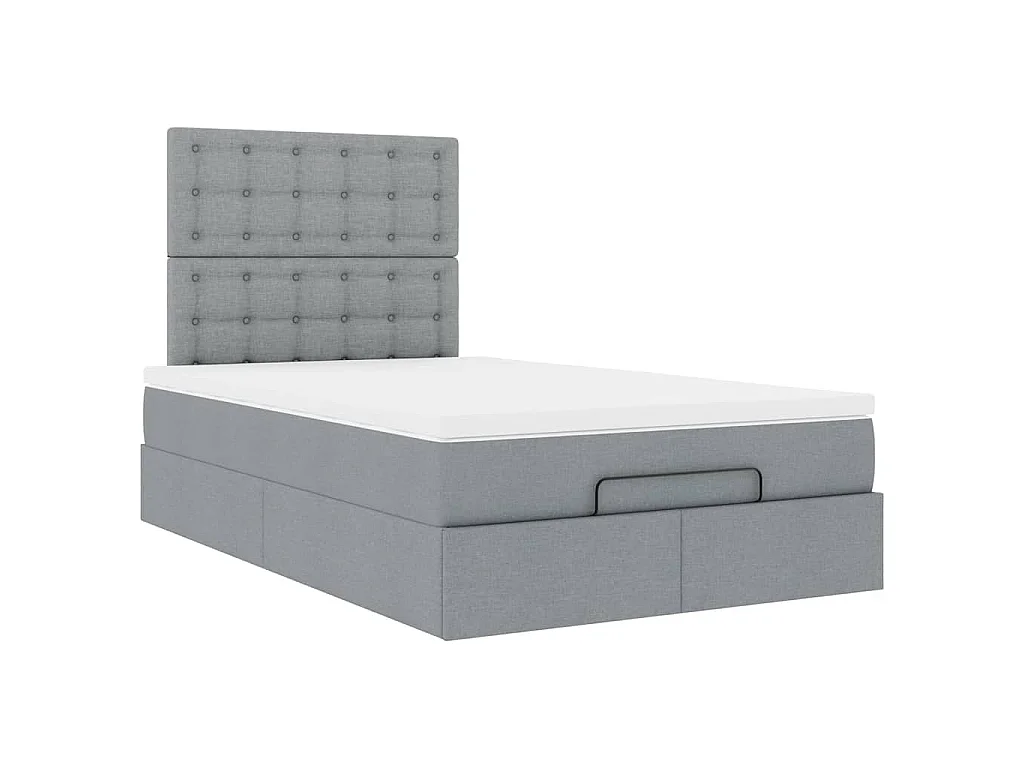 Ottoman bed met matras en LED's 120x190 cm stof lichtgrijs