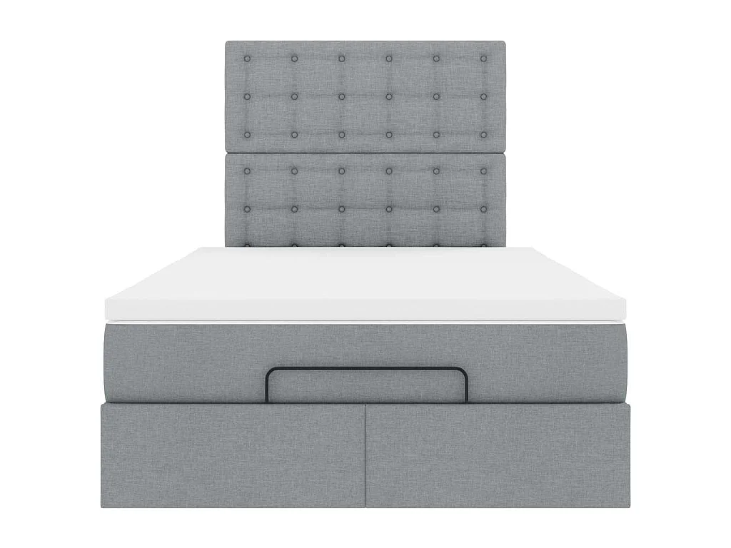 Ottoman bed met matras en LED's 120x190 cm stof lichtgrijs