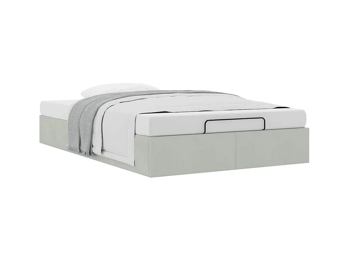 Cadre de lit ottoman sans matelas gris clair 120x190 cm velours