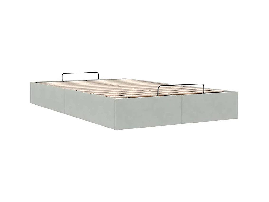 Cadre de lit ottoman sans matelas gris clair 120x190 cm velours