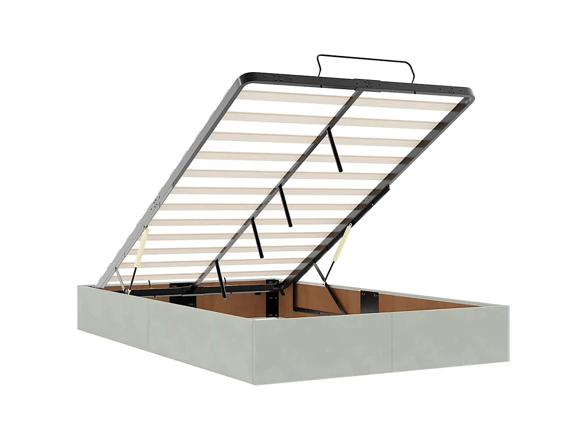 Cadre de lit ottoman sans matelas gris clair 120x190 cm velours