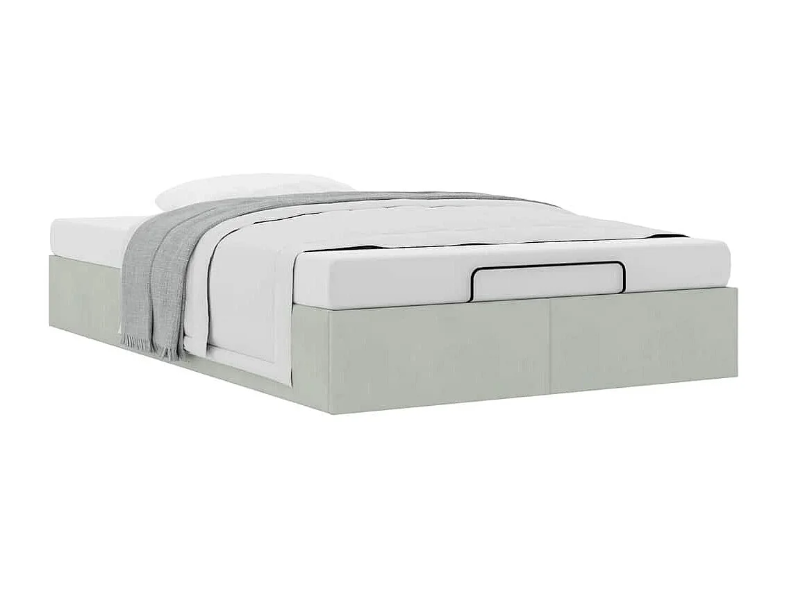 Otomano Bed Frame No Colchão Cinzento Claro 120x190 cm Veludo