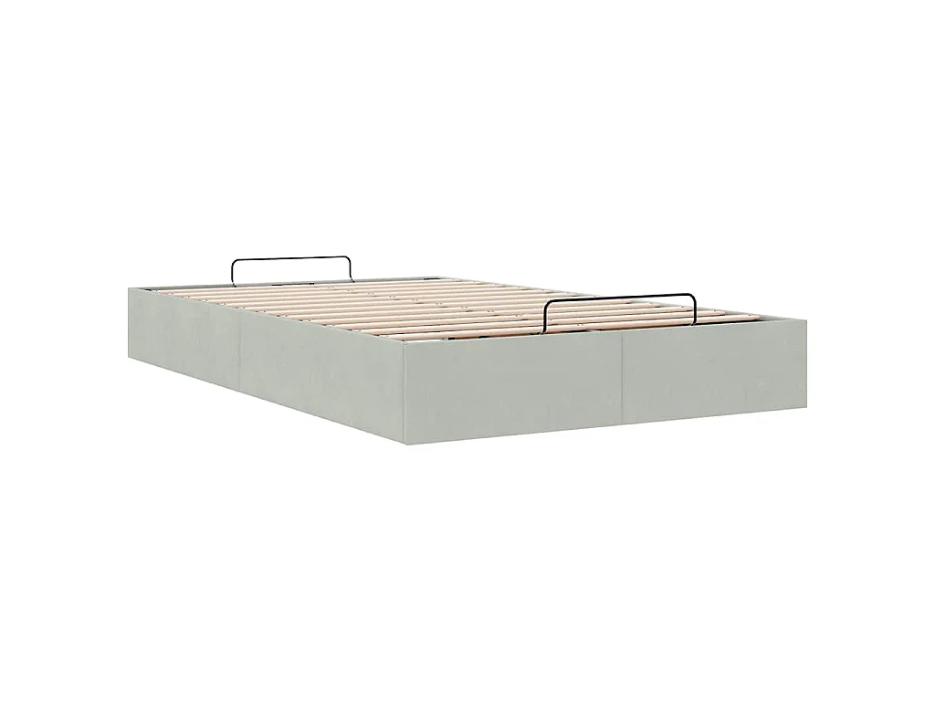 Estructura de cama otomana sin colchón terciopelo gris claro