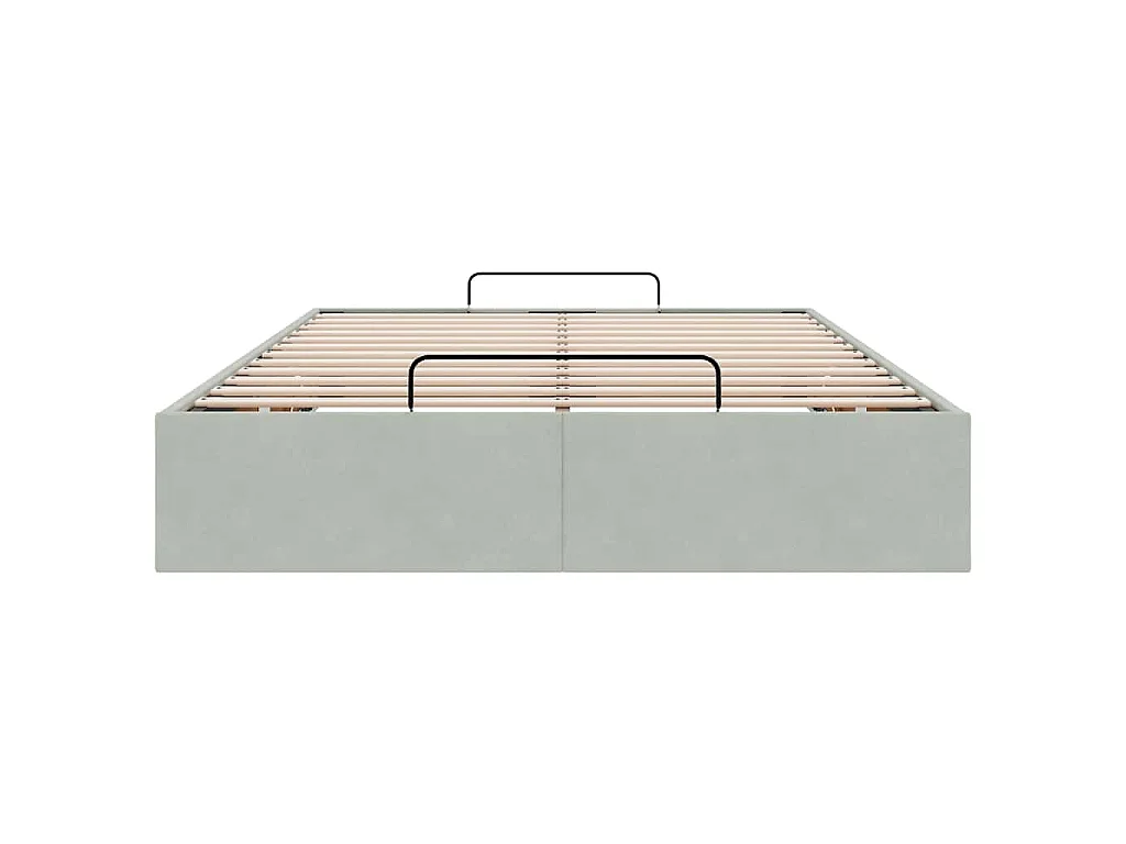 Estructura de cama otomana sin colchón terciopelo gris claro