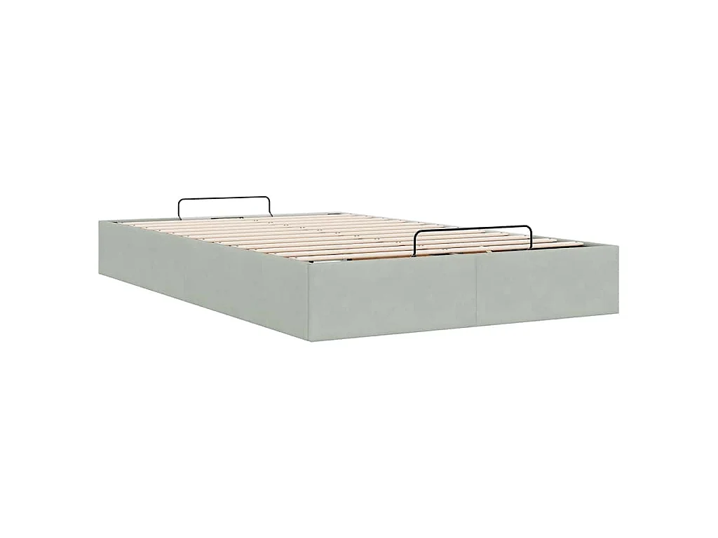 Estructura de cama otomana sin colchón terciopelo gris claro