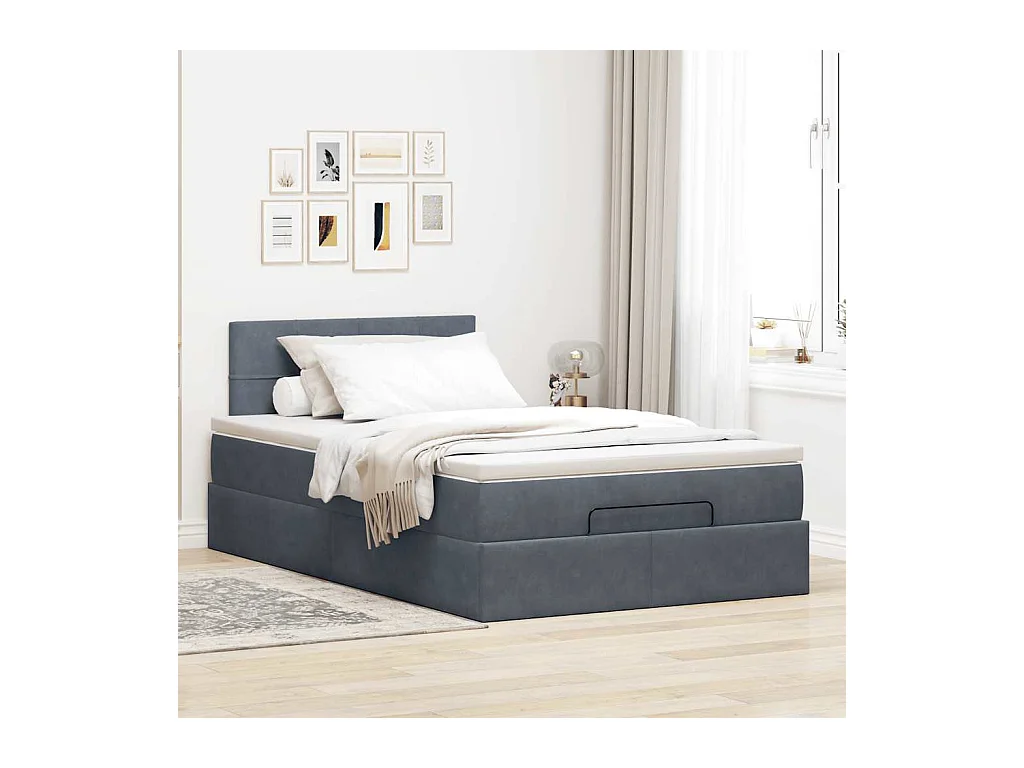 Struttura Letto Pouf con Materasso 120x200 cm Velluto