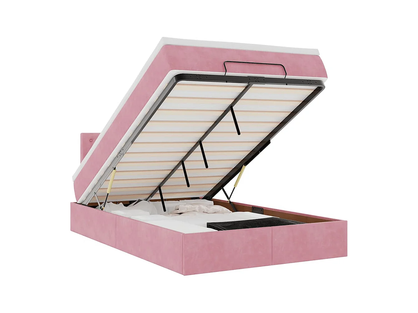 Lit ottoman avec matelas rose 120x190 cm velours