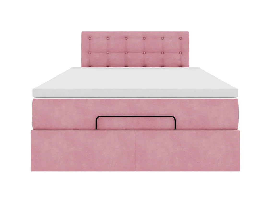 Lit ottoman avec matelas rose 120x190 cm velours