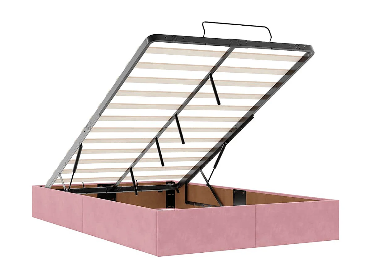 Lit ottoman avec matelas rose 120x190 cm velours