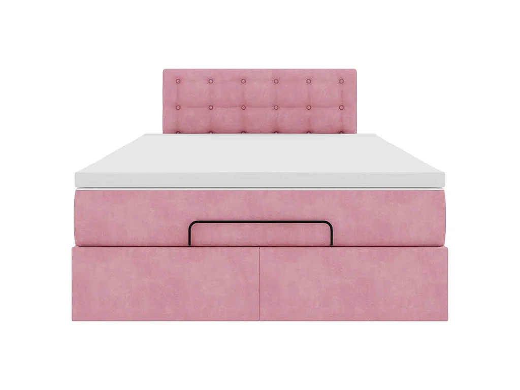 Cama otomana con colchón terciopelo rosa 120x190 cm