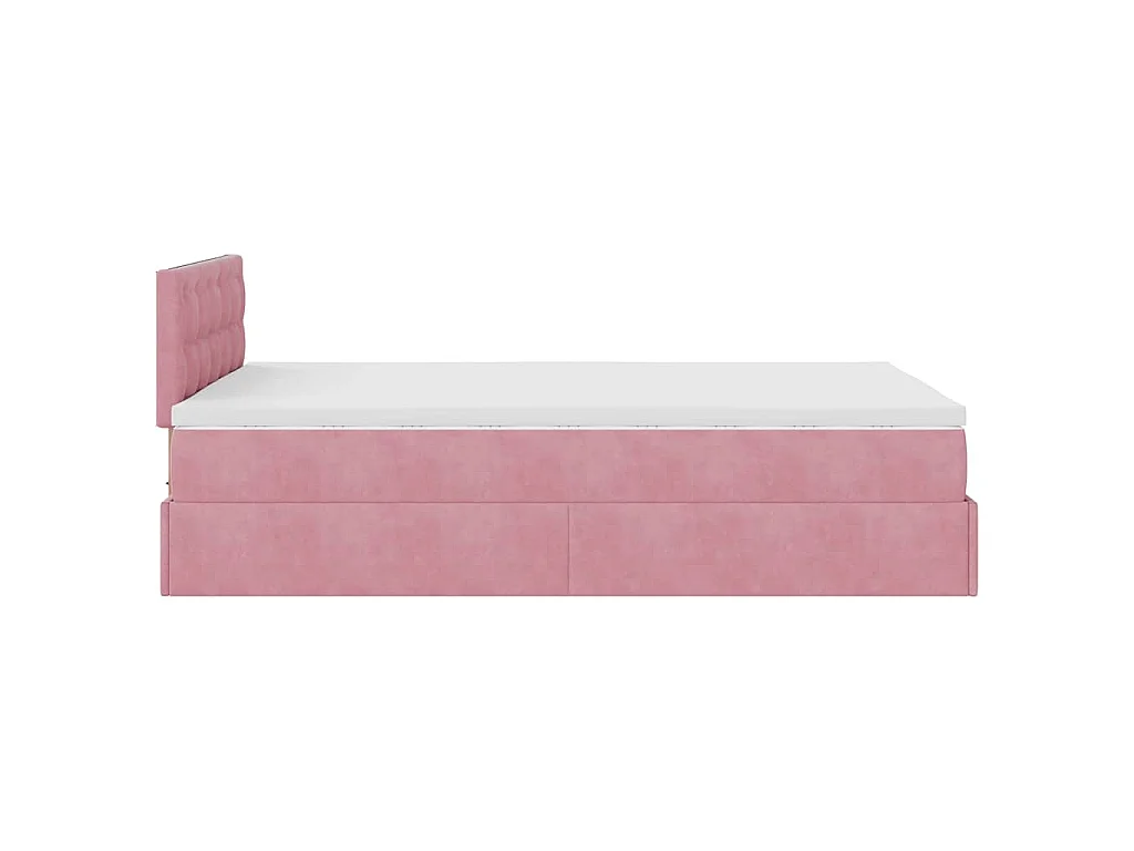Cama otomana con colchón terciopelo rosa 120x190 cm