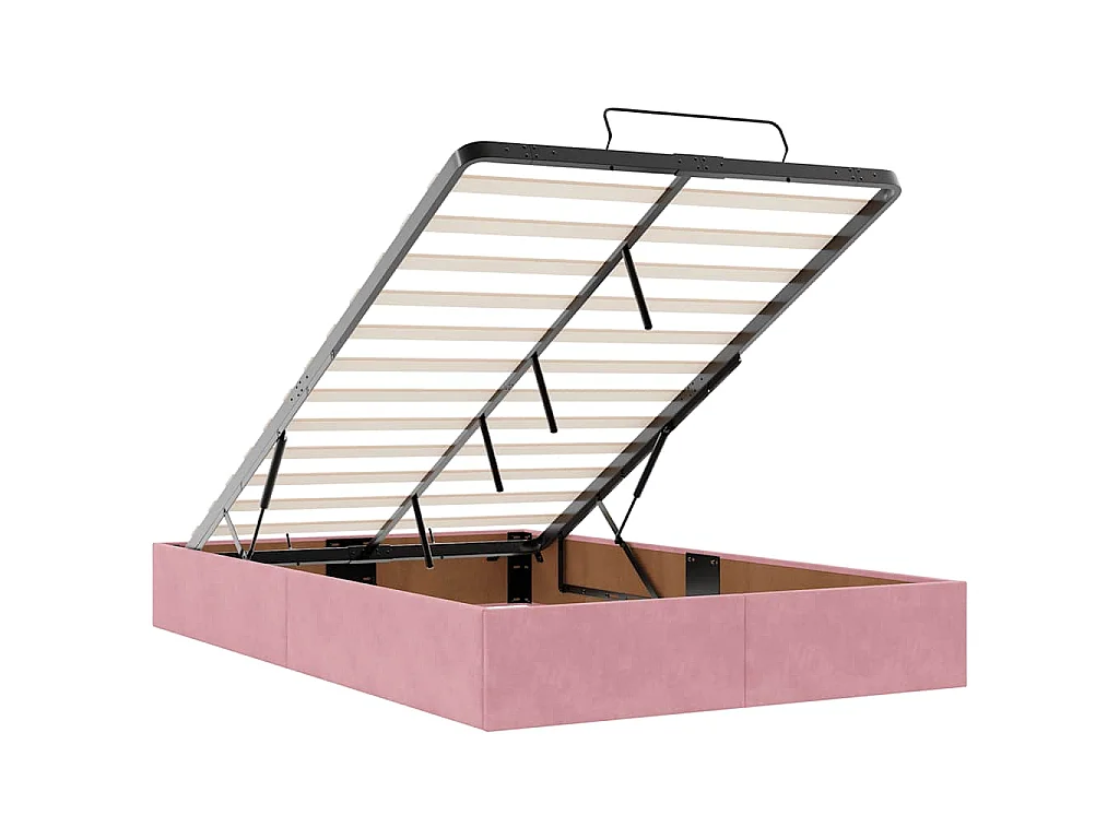 Cama otomana con colchón terciopelo rosa 120x190 cm