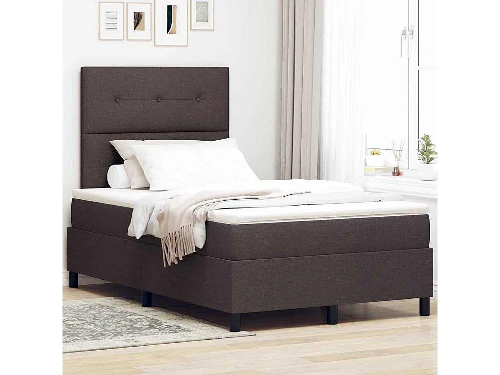 Cama Box com colchão Castanho escuro 120 x 190 cm tecido