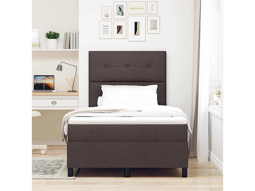 Cama Box com colchão Castanho escuro 120 x 190 cm tecido