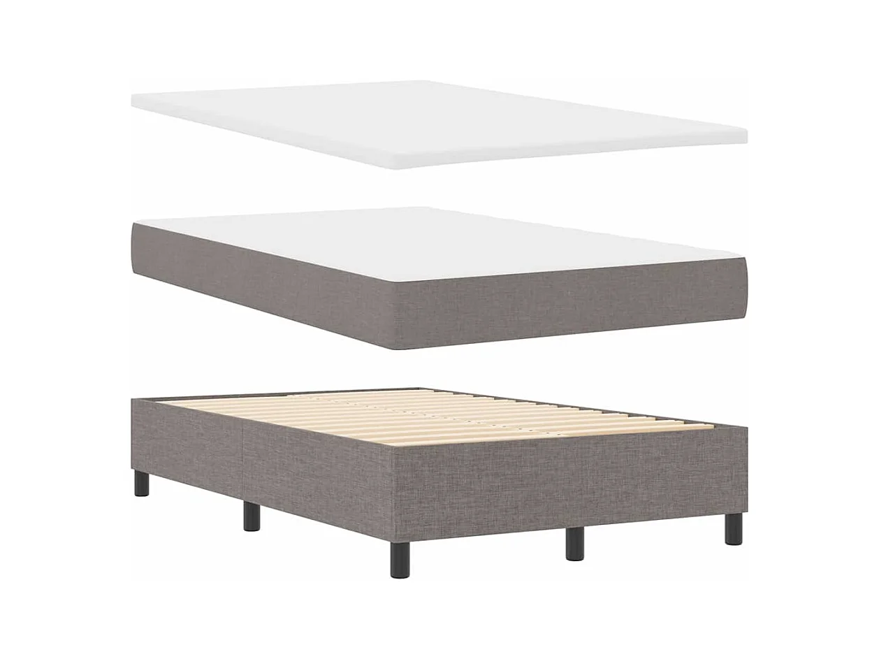 Lit à ressorts avec matelas Taupe 120 x 190 cm tissu