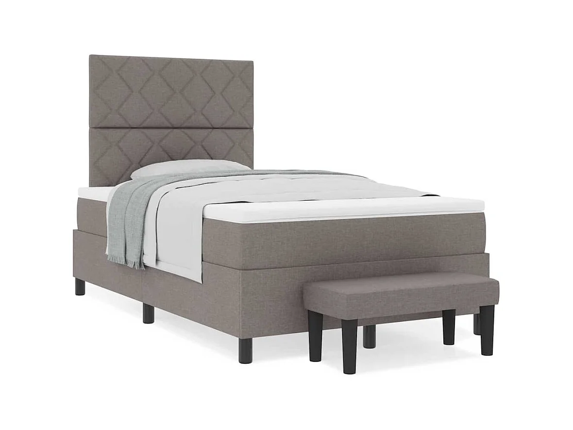 Lit à ressorts avec matelas Taupe 120 x 190 cm tissu
