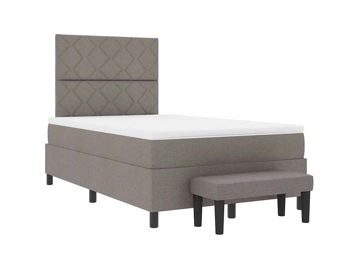 Lit à ressorts avec matelas Taupe 120 x 190 cm tissu