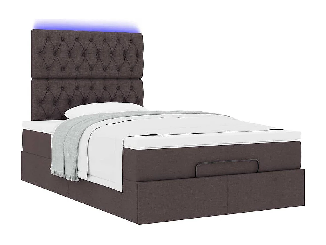 Cadre de lit ottoman avec matelas marron foncé 120x200 cm tissu