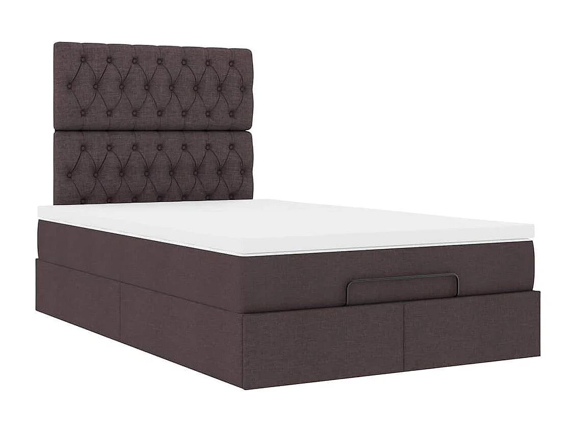 Cadre de lit ottoman avec matelas marron foncé 120x200 cm tissu