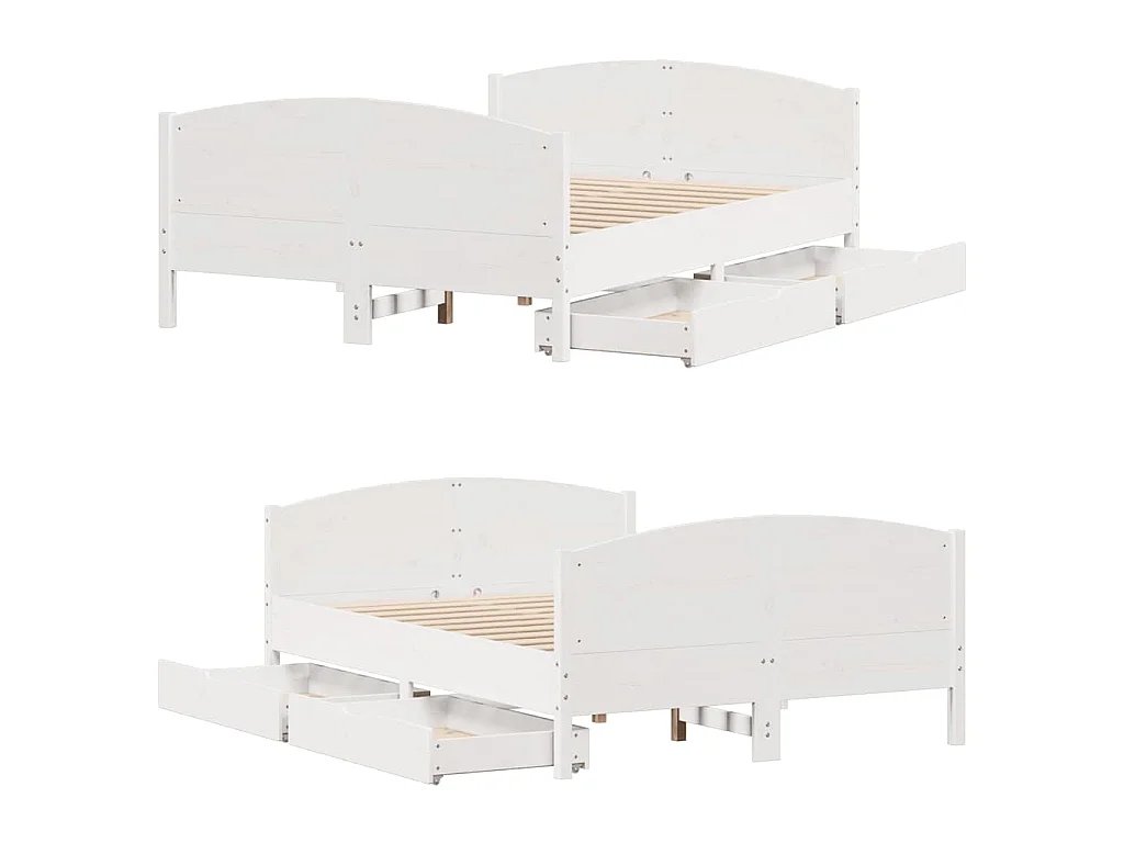 Massivholzbett ohne Matratze Weiß 120x200 cm Kiefernholz