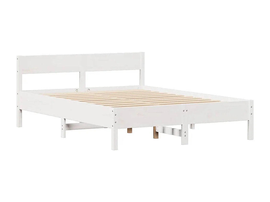 Bedframe zonder matras massief grenenhout wit 120x200 cm