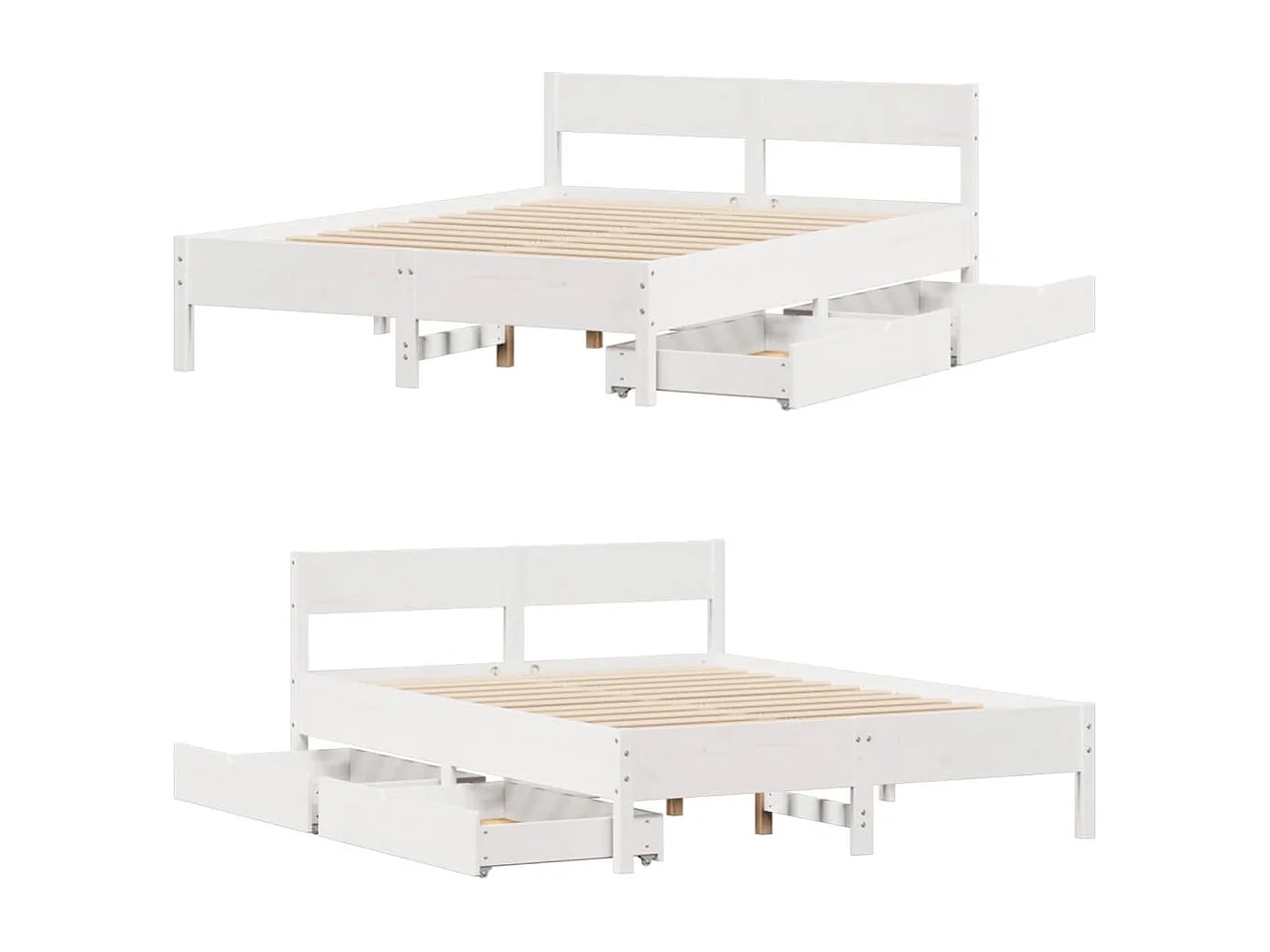 Bedframe zonder matras massief grenenhout wit 120x200 cm