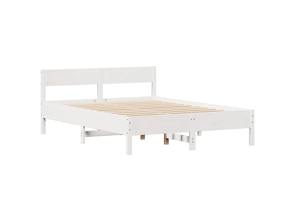 Cadre de lit sans matelas blanc 120x200 cm bois de pin massif