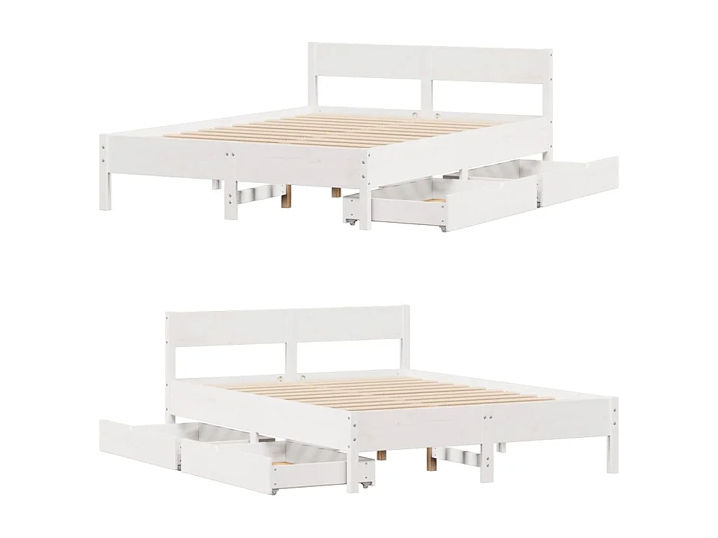 Cadre de lit sans matelas blanc 120x200 cm bois de pin massif