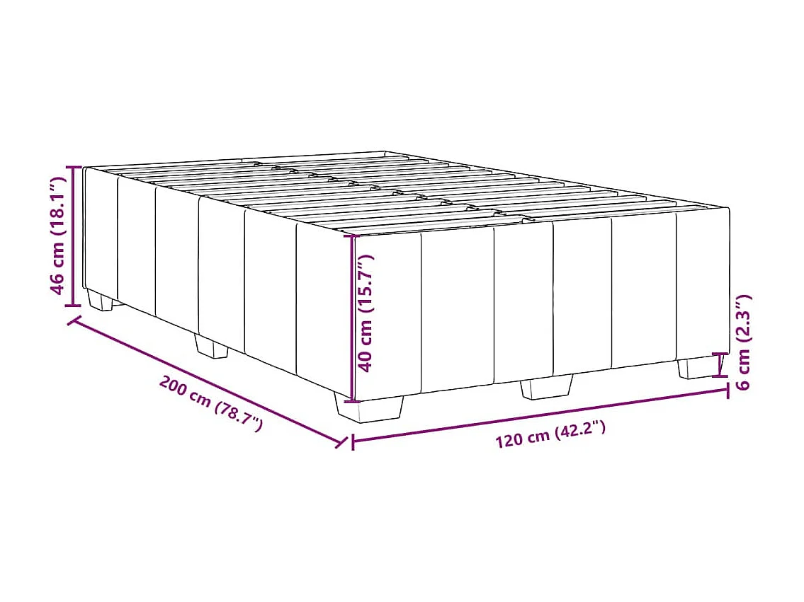 Cadre de lit sans matelas marron foncé 120x200 cm tissu