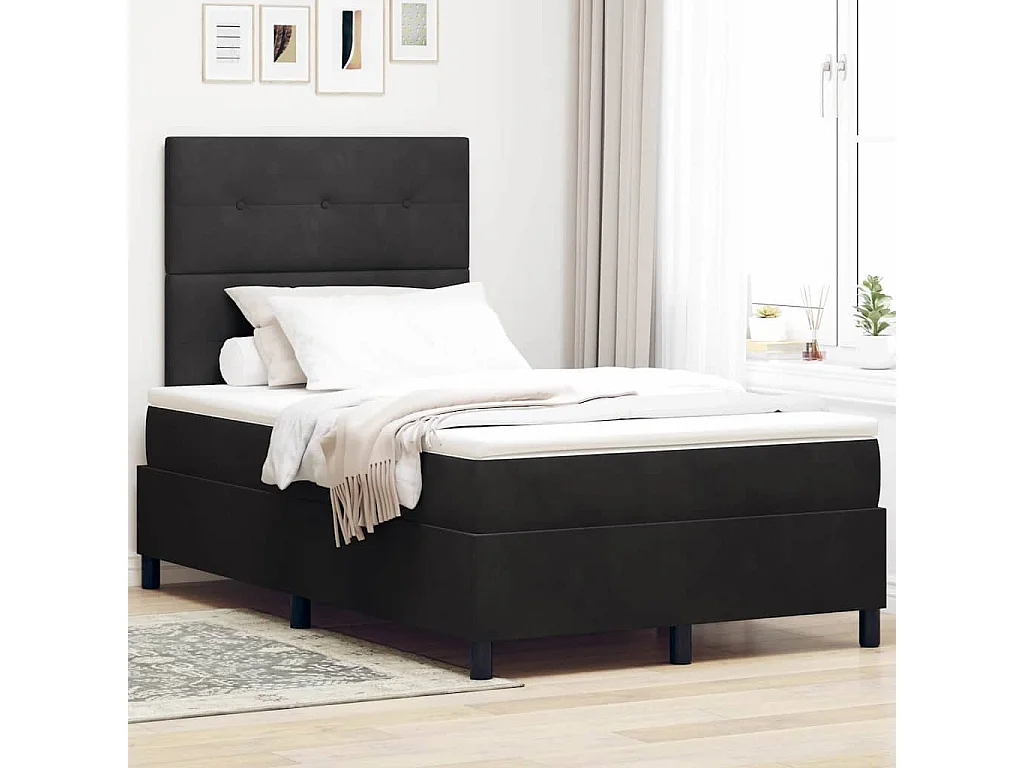 Boxspringbed met hoofdeinde Zwart 120 x 190 cm Fluweel