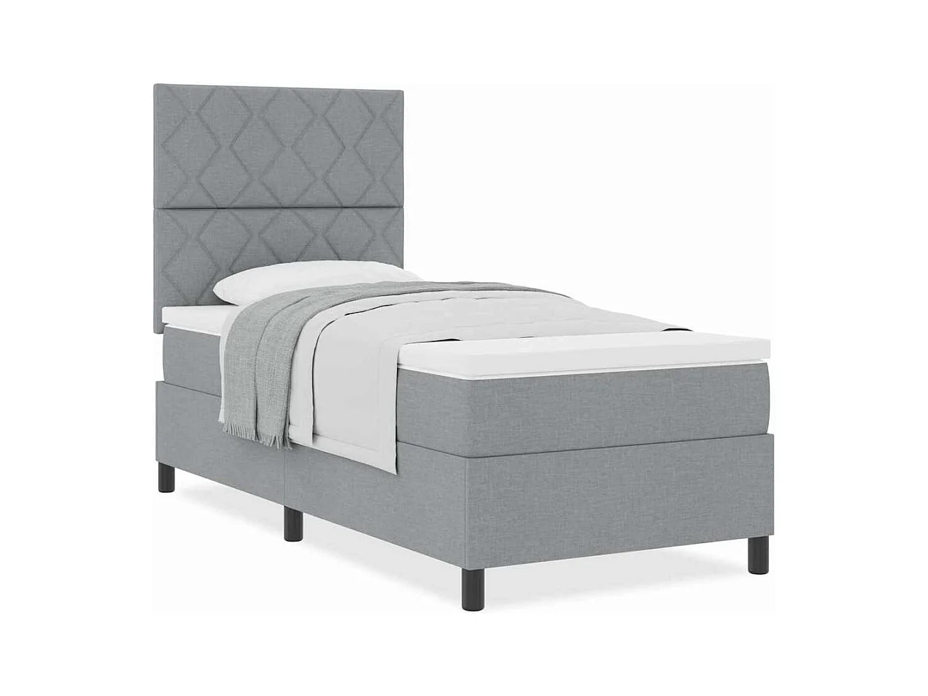 Lit à ressorts avec matelas Gris clair 100 x 200 cm tissu