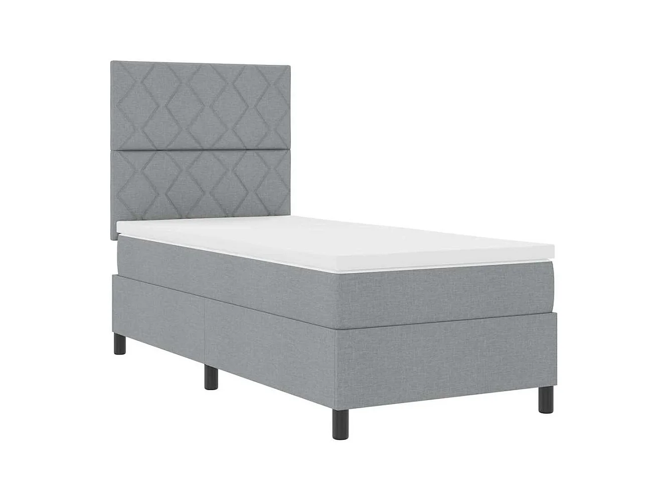 Lit à ressorts avec matelas Gris clair 100 x 200 cm tissu