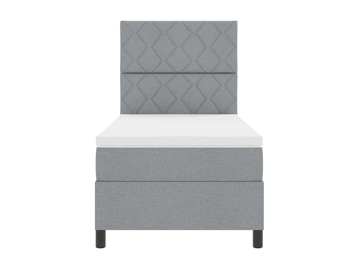 Lit à ressorts avec matelas Gris clair 100 x 200 cm tissu