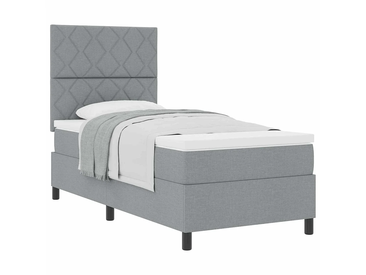 Letto a molle con testiera Grigio chiaro 100 x 200 cm Tessuto