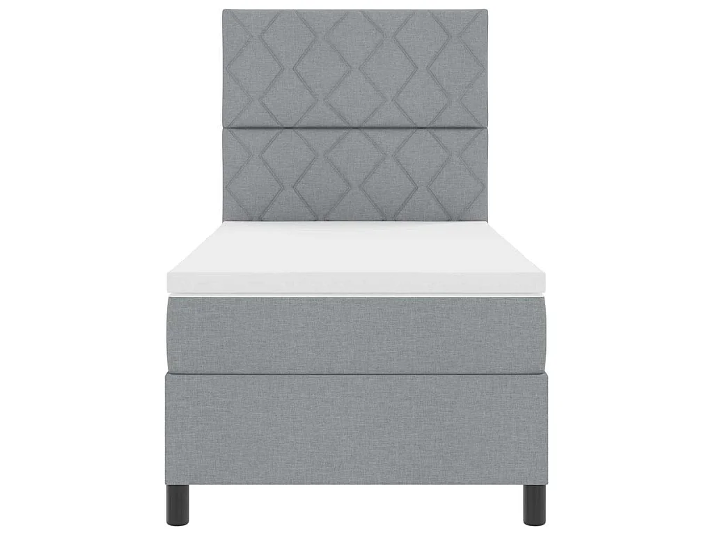 Letto a molle con testiera Grigio chiaro 100 x 200 cm Tessuto